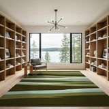 Layered Green Waves Abstract Area Rug