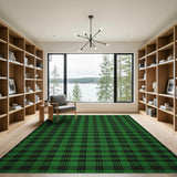 Green Green Black Plaid Geometric Area Rug