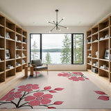 Blush Pink Floral Branches Area Rug