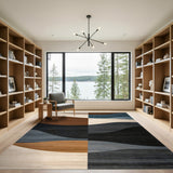 Abstract Wave Brown Area Rug