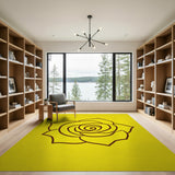 Sunny Yellow Rose Outline Area Rug