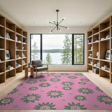 Pink Green Abstract Floral Area Rug