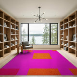 Vibrant Pink Orange Geometric Shag Rug
