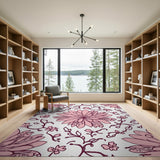 Blush Pink Floral Vine Area Rug