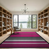 Geometric Modern Vibrant Pink Striped Geometric Area Rug