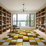 Yellow Yellow Hexagon Geometric Area Rug