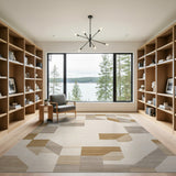 Beige and Neutral Modern Beige Geometric Area Rug