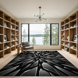 Shattered Glass Black White Geometric Rug