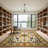 Elegant Yellow Persian Floral Area Rug
