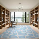 Light Blue Abstract Geometric Area Rug