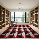 Bold Red Black Geometric Modern Rug