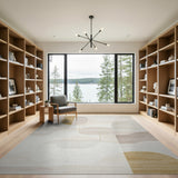 Abstract Beige Gold Organic Shapes Area Rug
