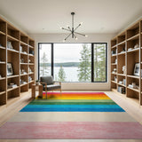 Multi-color and Patterns Vibrant Rainbow Stripe Tufted Area Rug