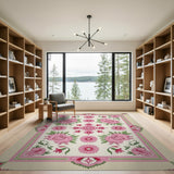 Traditional Persian Pink Elegant Pink Floral Persian Area Rug