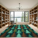 ODIKA Geometric Pine Tree Green Area Rug