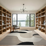 Abstract Black White Organic Shapes Area Rug