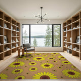 Yellow Vibrant Yellow Sunflower Scatter Area Rug