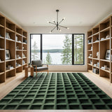 Geometric Modern Green Geometric Grid Modern Area Rug