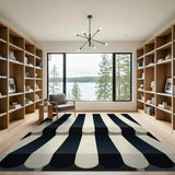Black White Striped Awning Area Rug