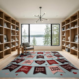 Valentine's Be Mine True Love Bunting Area Rug