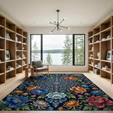 Ornate Persian Peony Medallion Area Rug