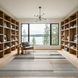 Beige and Neutral Geometric Modern Beige Grey Geometric Block Area Rug