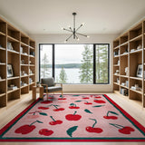 Whimsical Cherry Fruit Pattern Rug