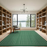 Green Rustic Farmhouse Green White Gingham Check Area Rug