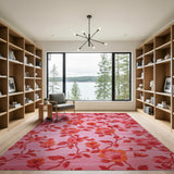 Vibrant Pink Peony Floral Pink Area Rug