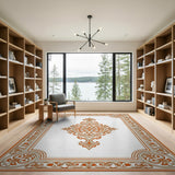 Ornate Gold Border Persian Rug