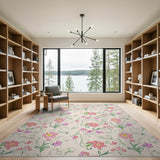 Floral Vintage Vintage Pink Floral Vine Area Rug
