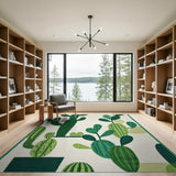 Kids Cartoon Whimsical Green Cactus Succulent Area Rug