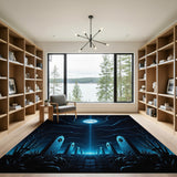 Moonlit Graveyard Path Blue Area Rug