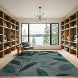 Green Emerald Green Leaf Abstract Area Rug
