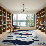 Playful Cartoon Whale Ocean Rug