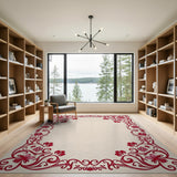 Ornate Red Ornate Red Floral Border Area Rug