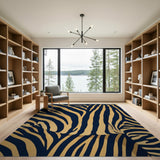 Bold Navy Gold Zebra Stripe Area Rug