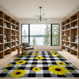 Sunflower Black White Plaid Area Rug