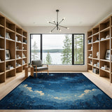 Starry Night Sky with Pine Silhouettes Area Rug