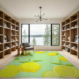 Yellow Vibrant Lemon Slice Fruit Pattern Area Rug