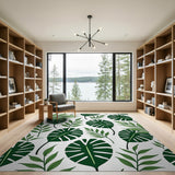 Boho Chic Leaf Lush Monstera Leaf Green Area Rug