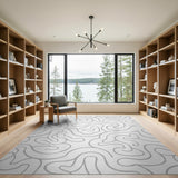 Abstract Area Grey Grey Abstract Wave Area Rug