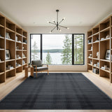 Black White Grid Geometric Modern Area Rug