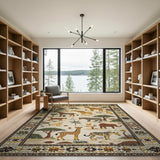 Savanna Safari Kids Area Rug with Giraffes Elephants Leopards