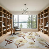 Cream Daisy Floral Vintage Area Rug