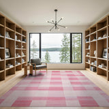 Blush Pink Checkered Geometric Area Rug