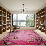 Vibrant Pink Cherry Blossom Branch Area Rug