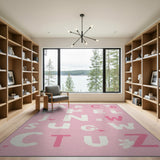Playful Pink Alphabet Kids Rug