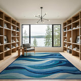 Blue and Teal Ocean Waves Blue Teal Area Rug