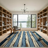 Weathered Teal Pier Plank Coastal Rug